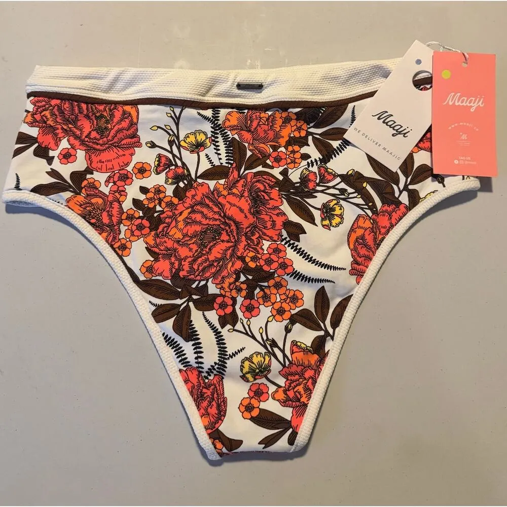 Maaji High Rise Classic Patterned Reversible Swim Bikini Bottom Large NEW - Image 2