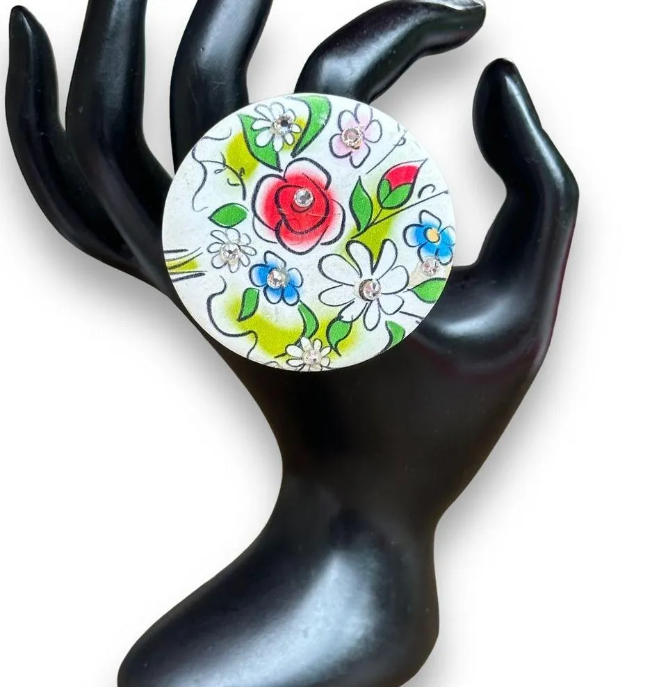 Vintage large round floral ring - Image 5