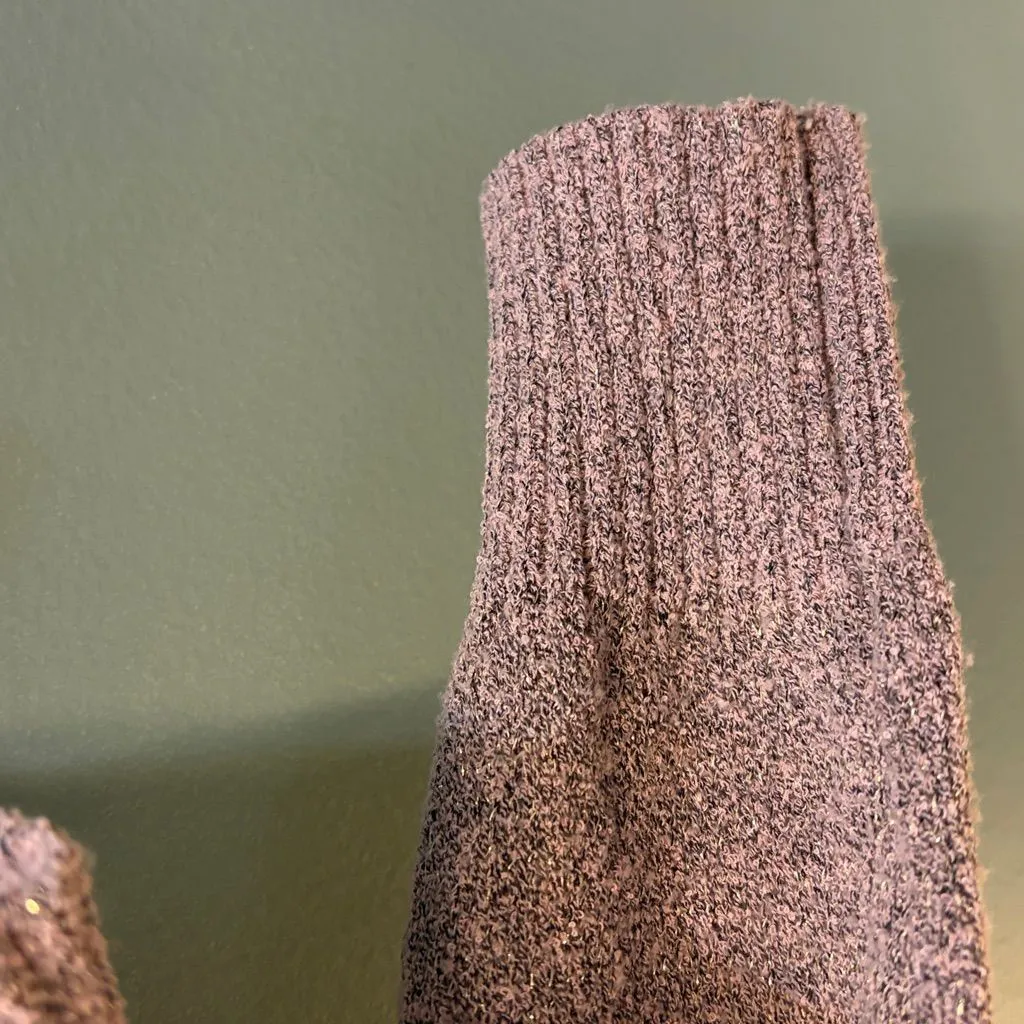 Korl America Size Large Dark Pink with Gold Metallic Knit Crewneck Sweater - Image 4