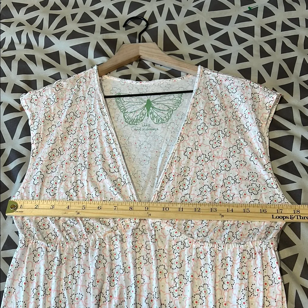 American Rag Cie Soft Cotton Modal Floral Cap Sleeve V Neck Babydoll Tunic Top L - Image 9