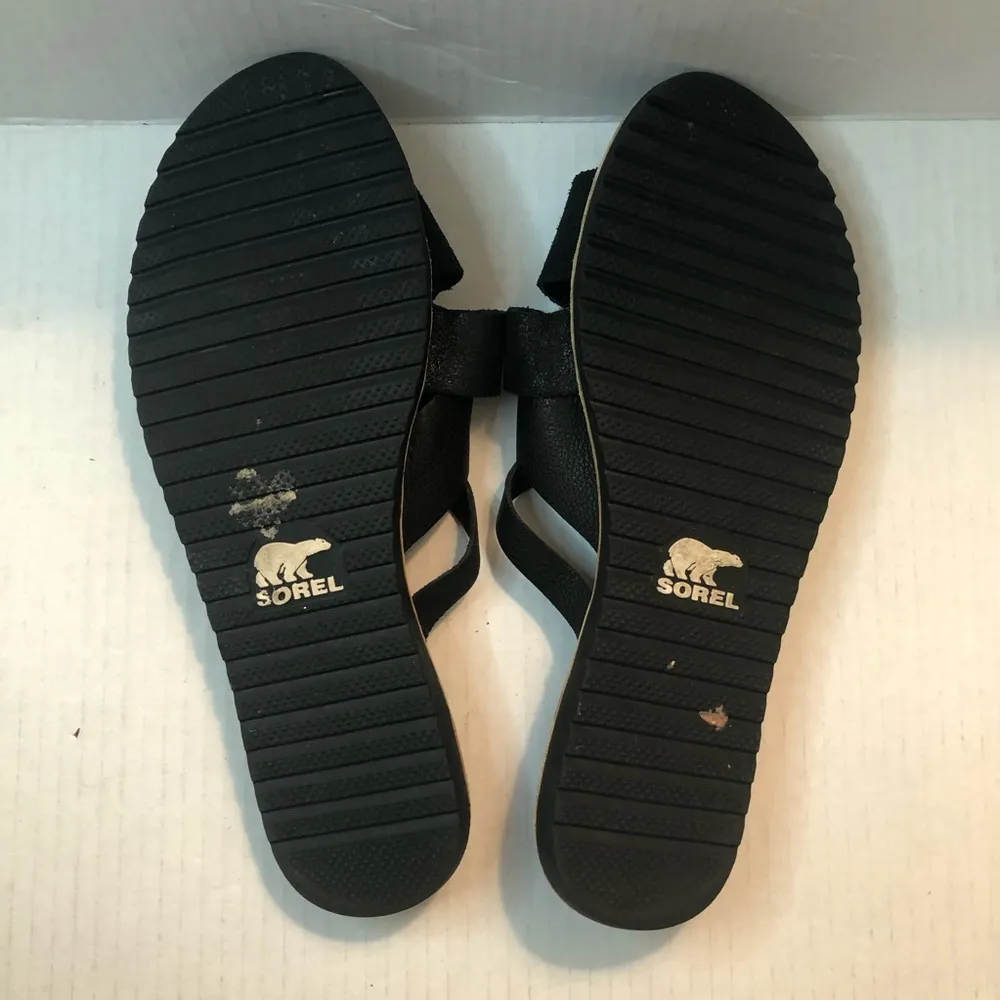 Sorel Sandal Ella Slides Black Leather in Sz 9.5 EUC Women’s Flip Flop Outdoor - Image 10