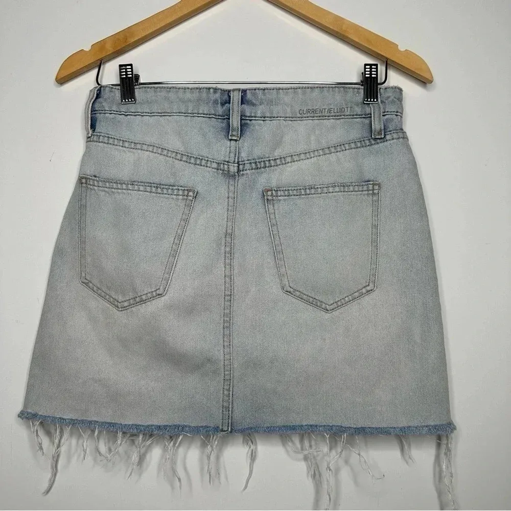 Current Elliott 5 Pocket Frayed Hem Denim Mini Skirt Size 26 - Image 6