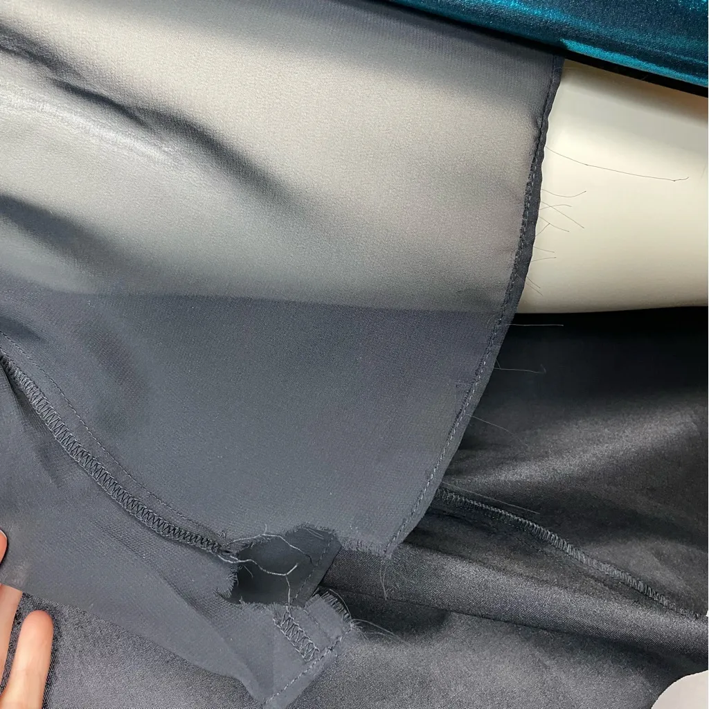 Zara Dress Metallic Wrap Style Blue Size XS Disco Party Grecian Tie Retro V-Neck - Image 13