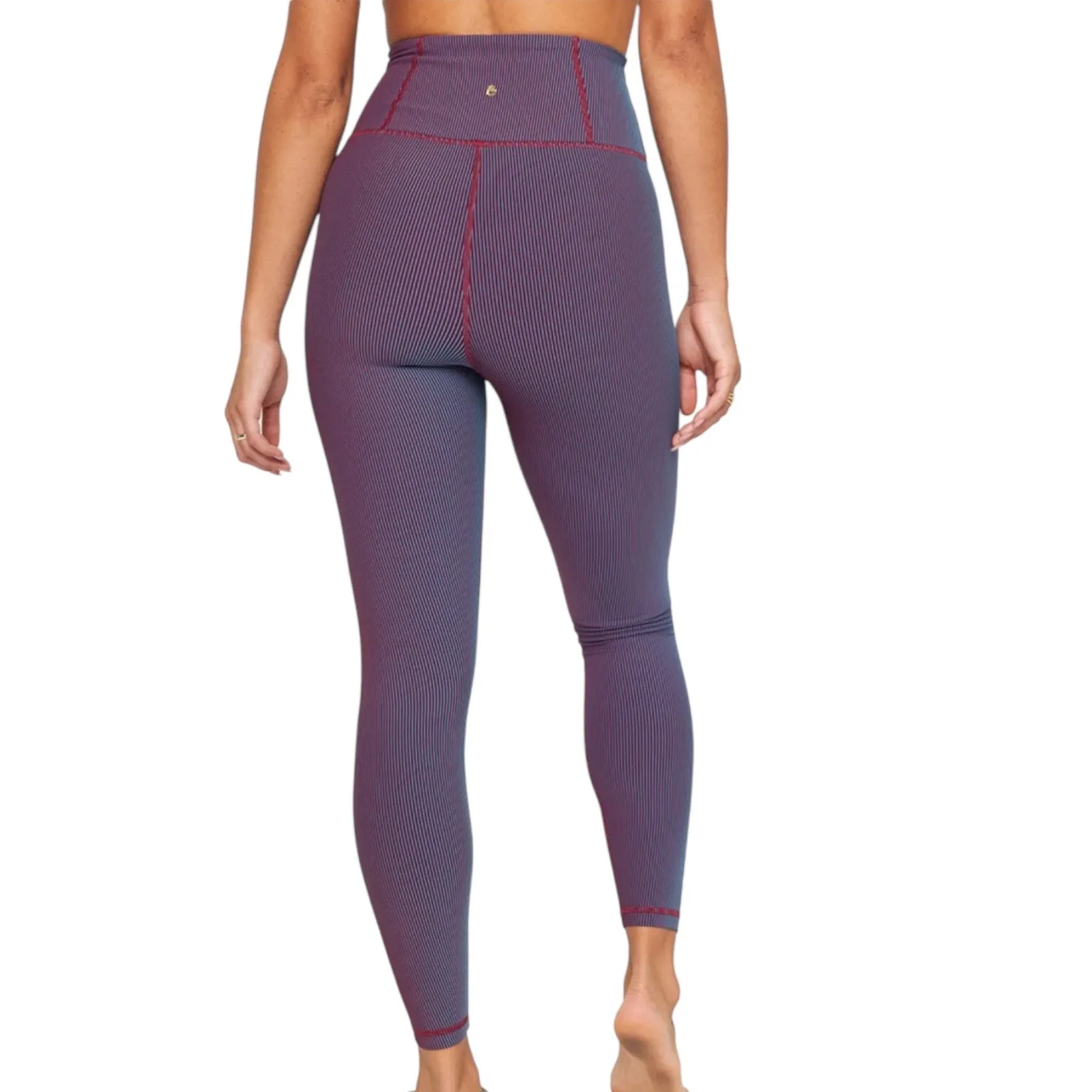 NWT Spiritual Gangster ADA 2 Tone Leggings Purple Holographic Ribbed Size XL - Image 2