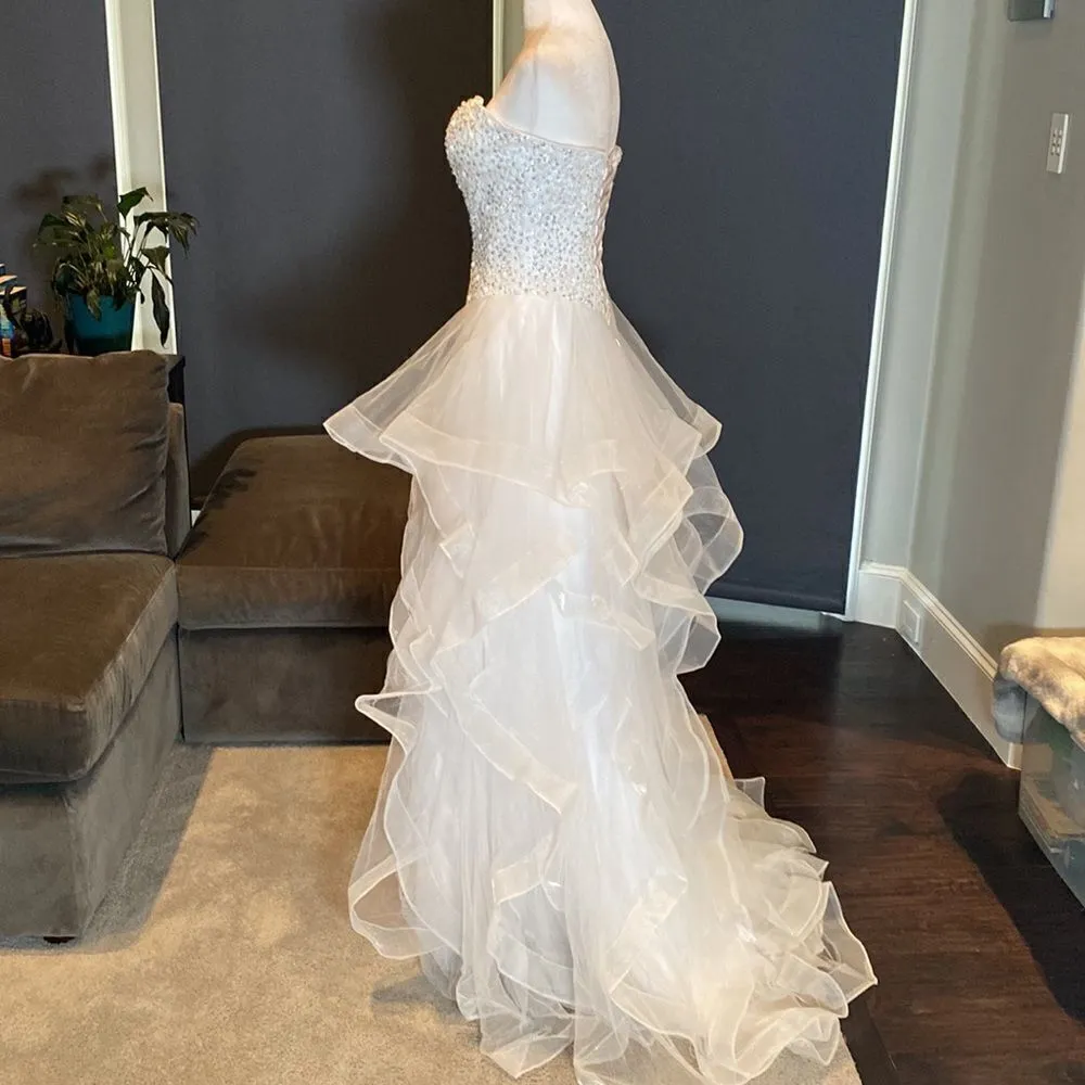 Women’s Wedding Dress Sweetheart Neckline Corset Back Ruffle Skirt Size S White - Image 7