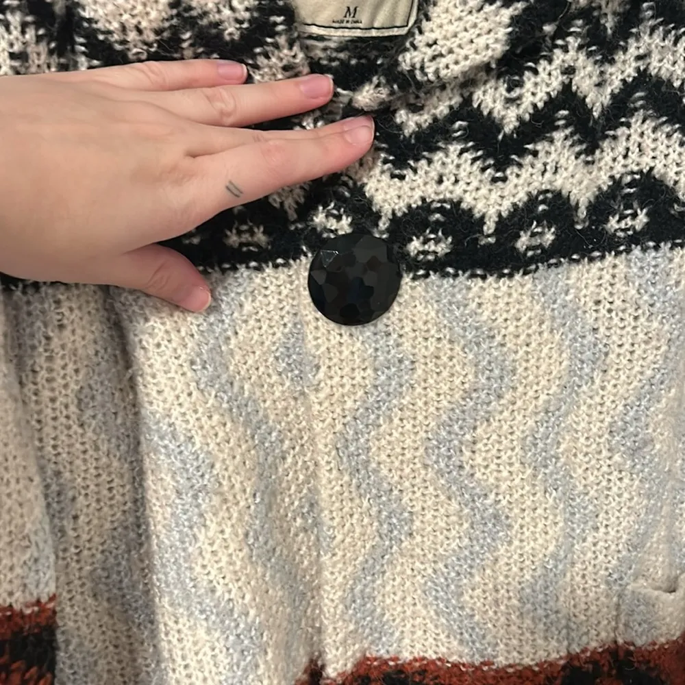 Abercrombie and Fitch 18% Wool 5% Alpaca Hooded Knitted Cardigan Jacket Sweater - Image 3