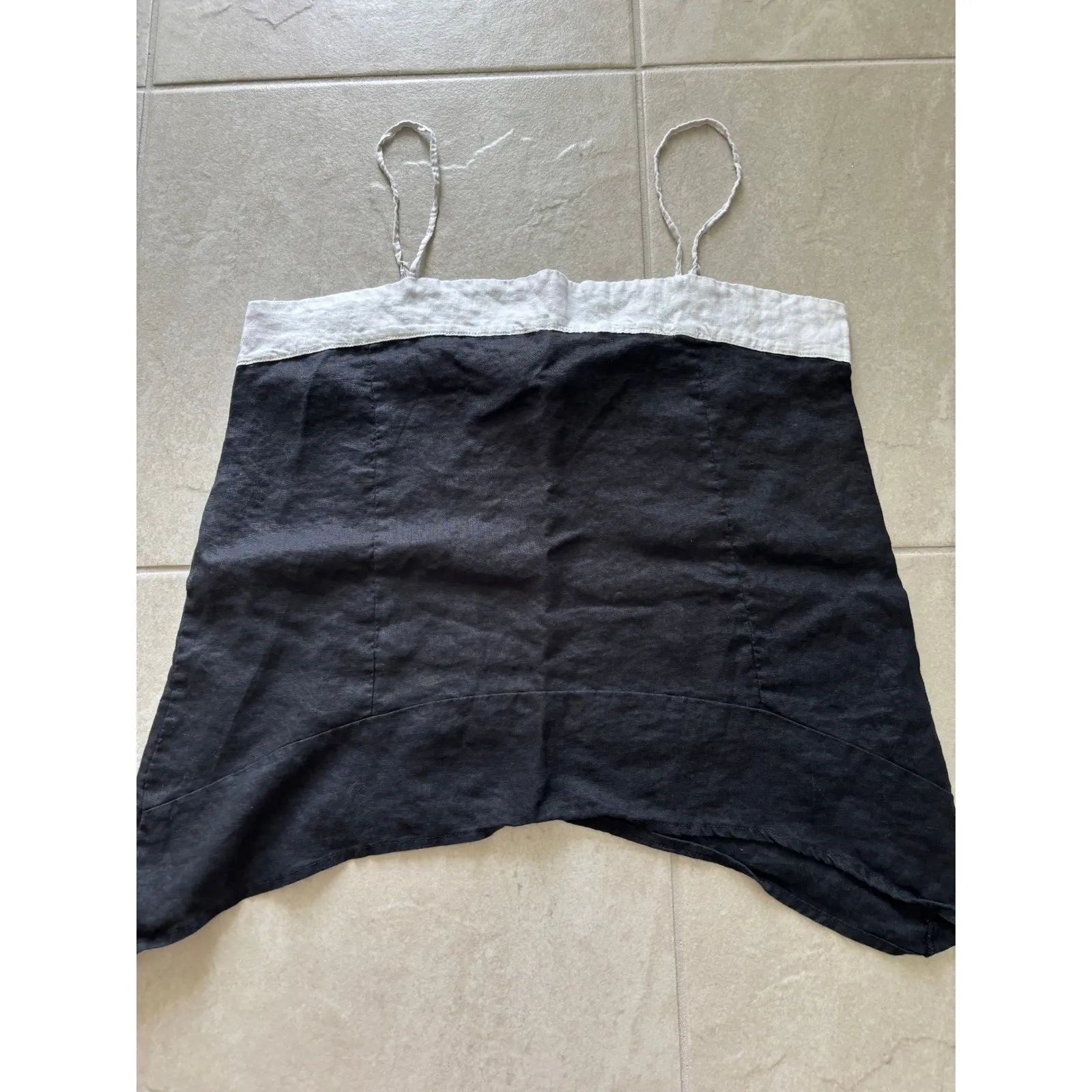 DKNY Tank‎ Womens Large Black White Linen Boxy Minimalist Quiet Luxury Resort - Image 3