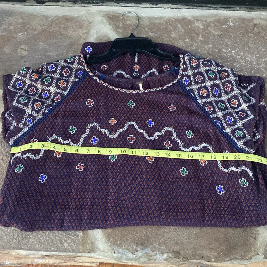 FREE PEOPLE In the Clouds navy beaded embroidered sequin boho tunic mini dress - Image 11