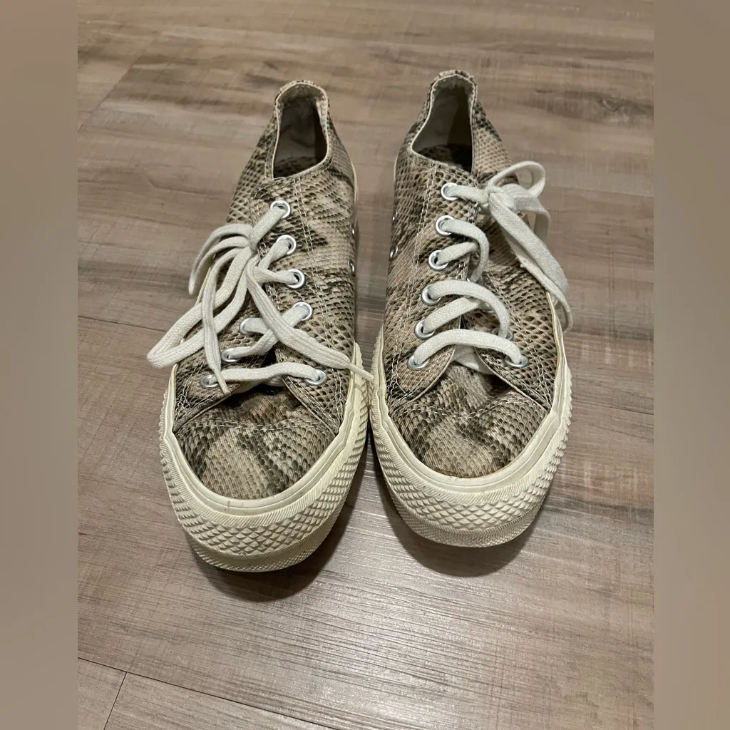 Converse Women's Beige Snake Pattern Sneakers - Image 3