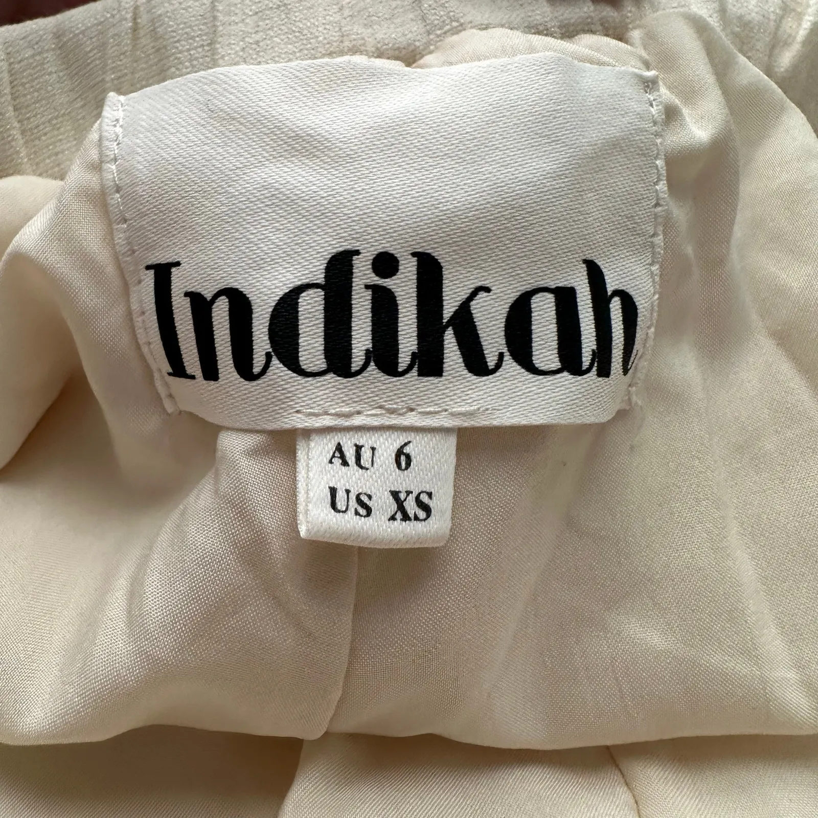 Indikah Womens size XS Maghan Side Print Lined Pants Beige Wide Leg Boho Beachy - Image 10