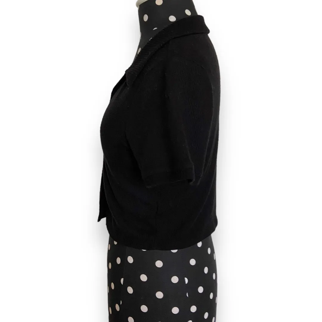 PacSun Womens Top Size M Cropped Ribbed‎ Knit V-Neck Collared Short Sleeve Black - Image 5