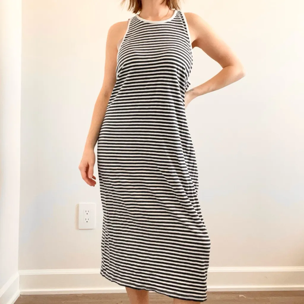 Lou & Grey Navy Striped Sleeveless Midi Dress - Image 3