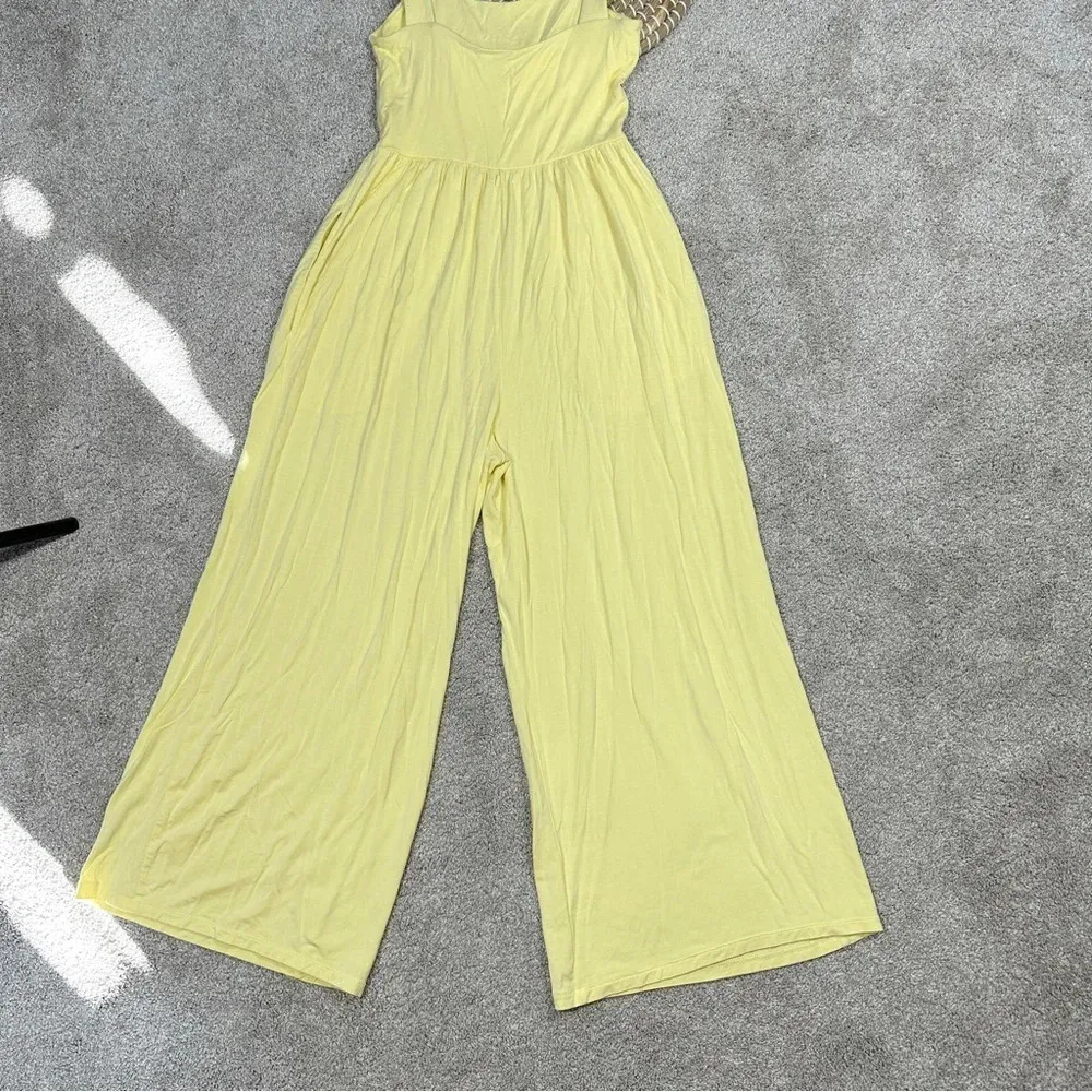 Aritzia Wilfred Free Assonance Jumpsuit Wide-Leg Cropped Flowy Yellow Size XS - Image 8