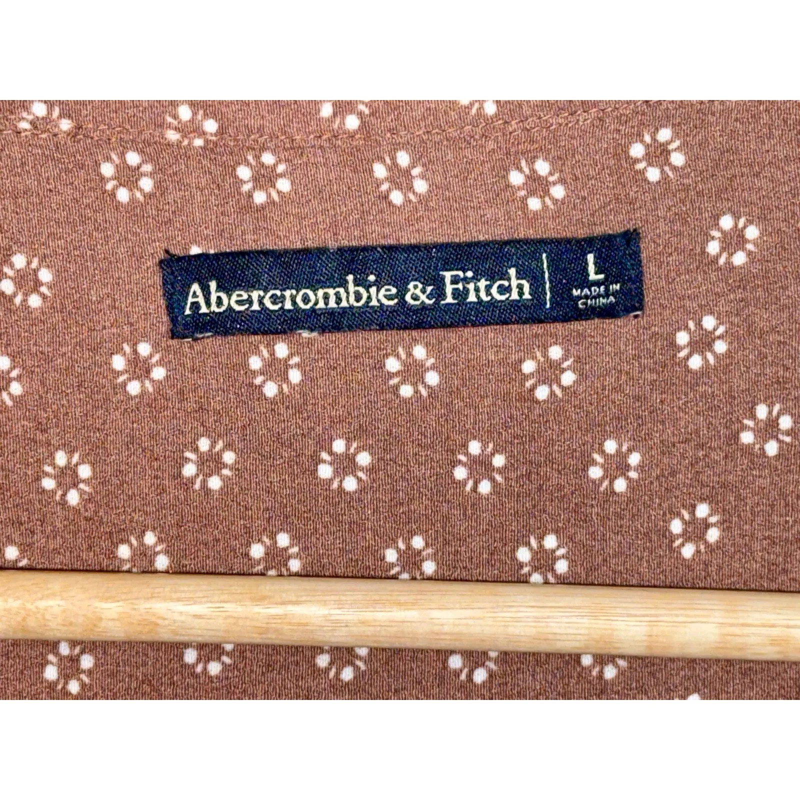 Abercrombie & Fitch Brown White Floral V-Neck Long Sleeve Mini Dress Womens Sz L - Image 3