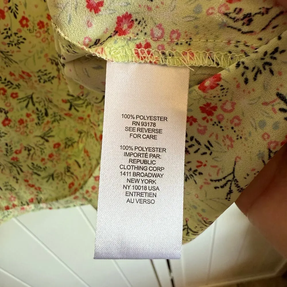 Tahari Womens Blouse Sz 1X Light Green Floral 3/4 Sleeve Ditsy Red Orange Floral - Image 6