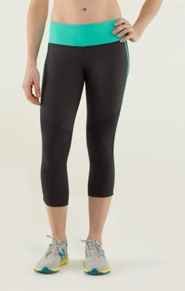 Lululemon Race With Grace Crop Leggings | Size 6 | Soot / Bali Breeze - Image 1
