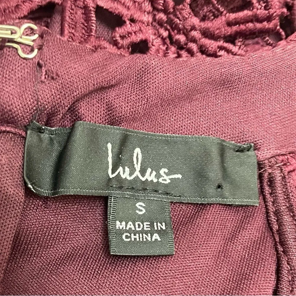 Lulus Love Poem Burgundy Lace Halter Mini Dress Size Small Valentine's Day Date - Image 10