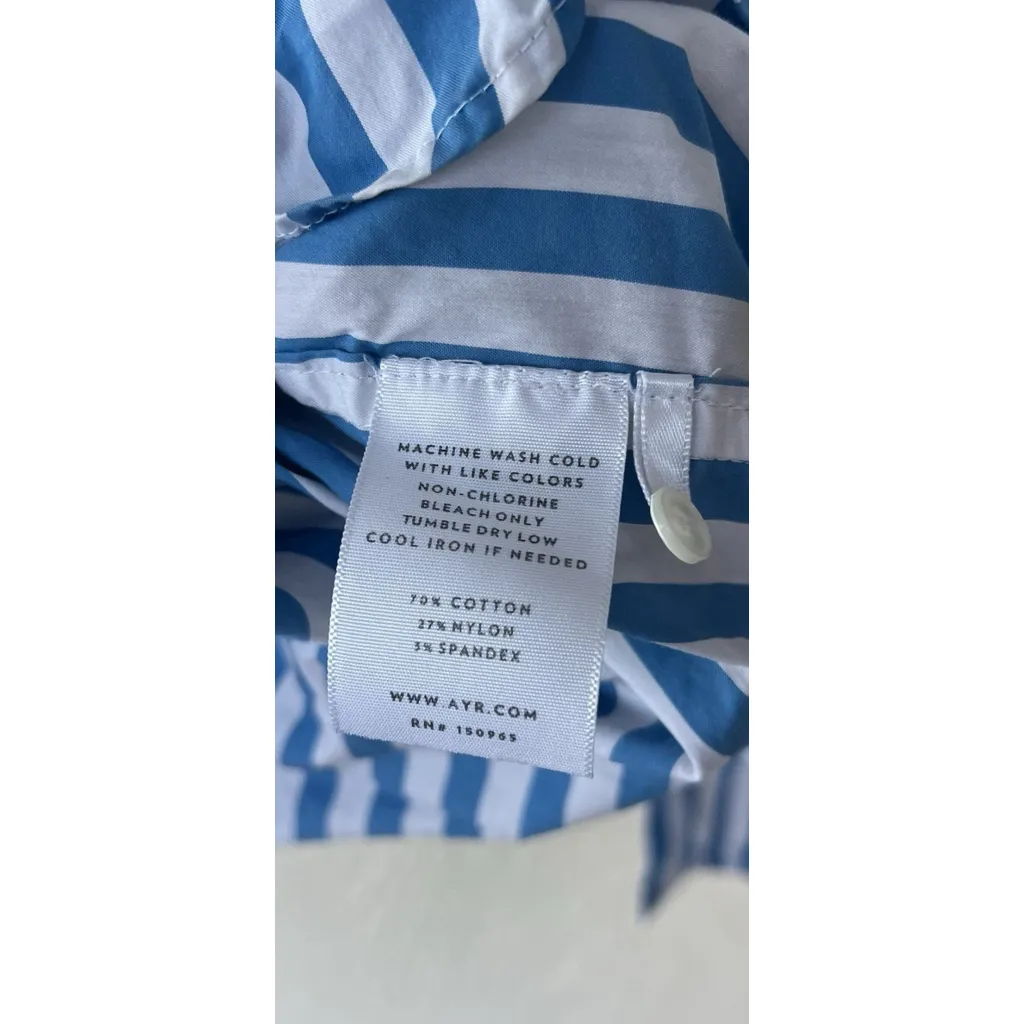 AYR The Deep End Blue White Striped Long Sleeve Button Down Shirt S Oversized - Image 8