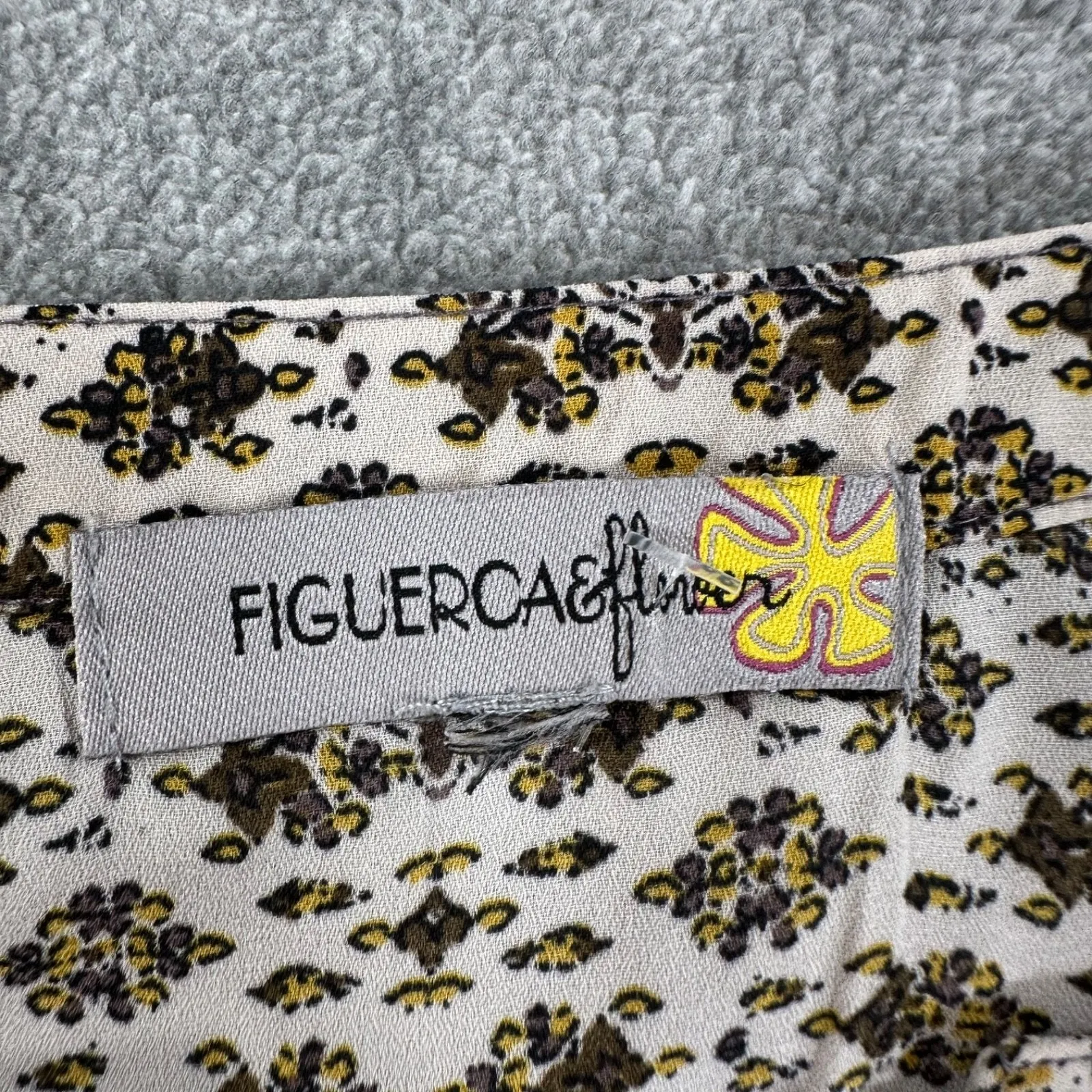 Figueroa & Flower Bedazzled Peasant Blouse Womens XL 3/4 Sleeve Brown Yellow Top - Image 3