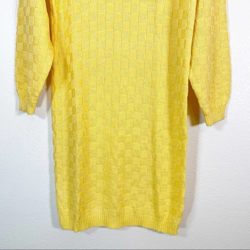 Vintage Latidudes Knit Sweat Midi Dress Small Yellow - Image 4