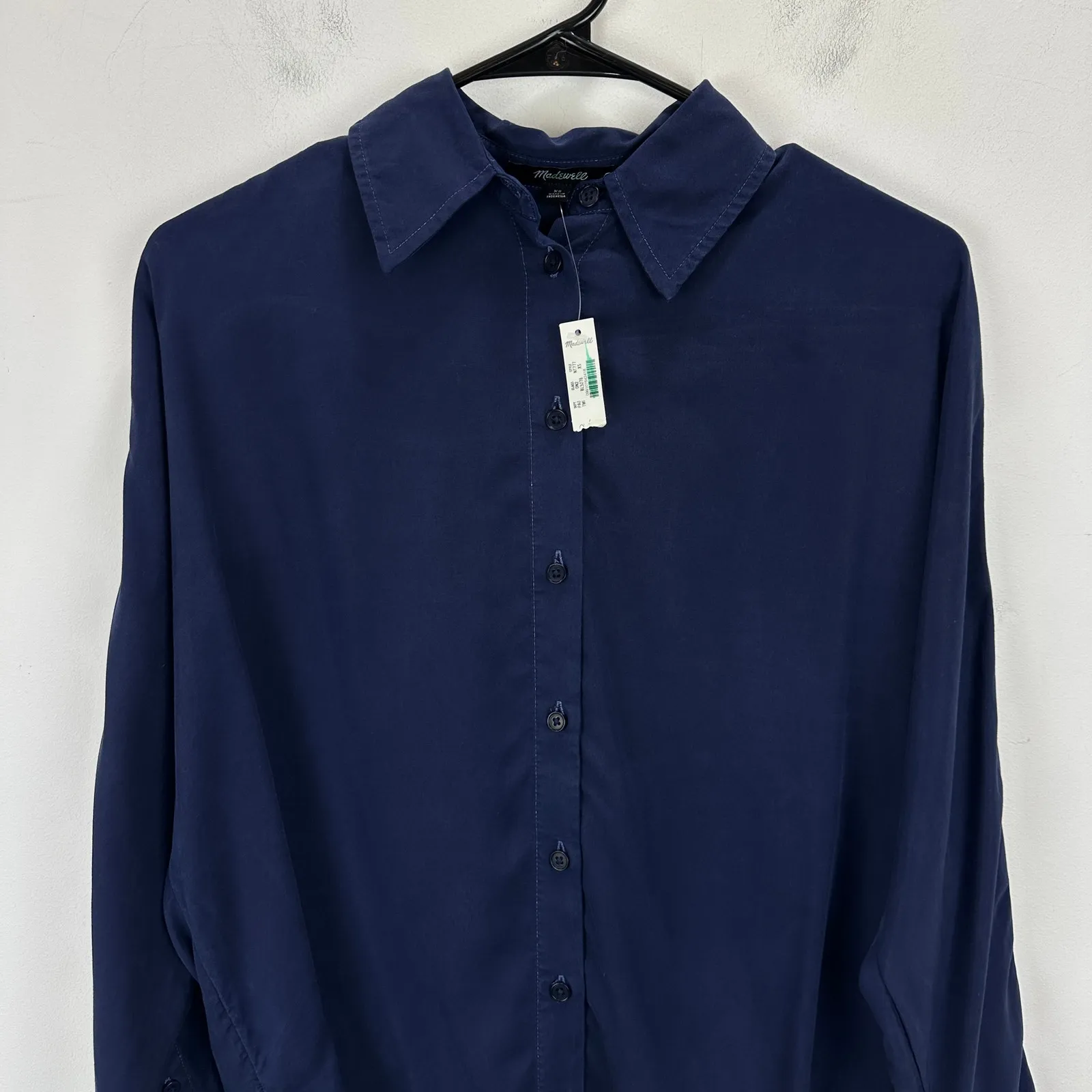Madewell Relaxed Dolman Button Up Shirt True Midnight Navy Lyocell XS NWT - Image 7