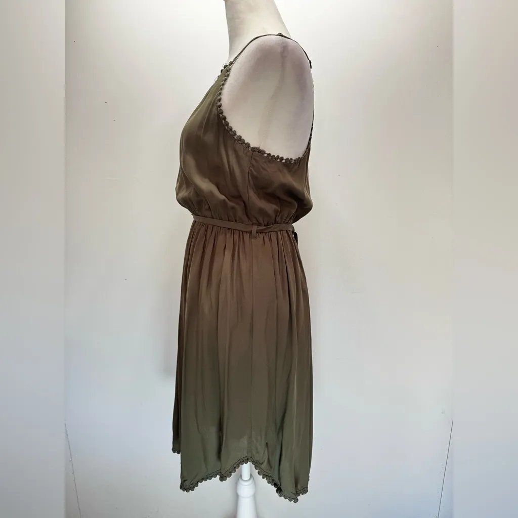 Olive Green Belted Racer Back Dress Ya Los Angeles ModCloth Cottagecore Fairy - Image 3