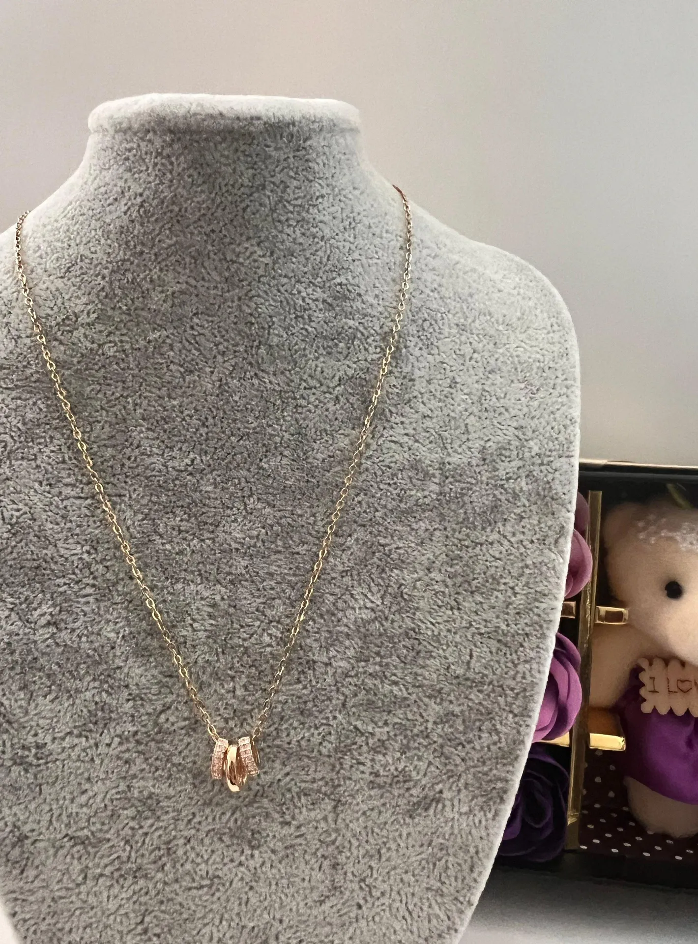 Gold ring pendant necklace women's fashion - Image 3