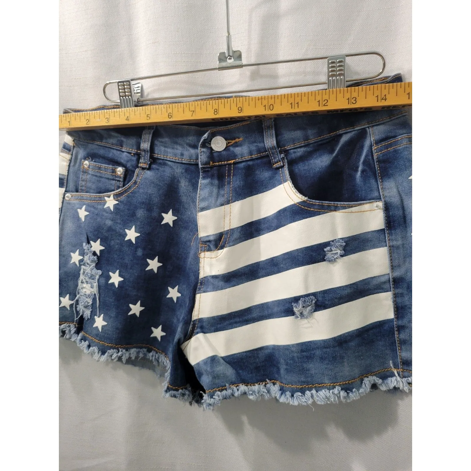 Davi & Dani American Flag SHORTS USA  denim  White  Blue 4th July women Size M - Image 6