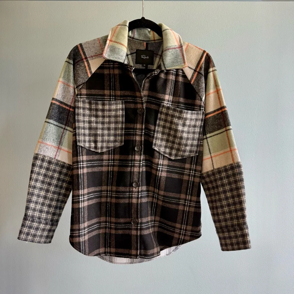 Rails Ridley Shacket Button Up Jacket, Mint Grey Mixed Plaid | Size XS - Image 4