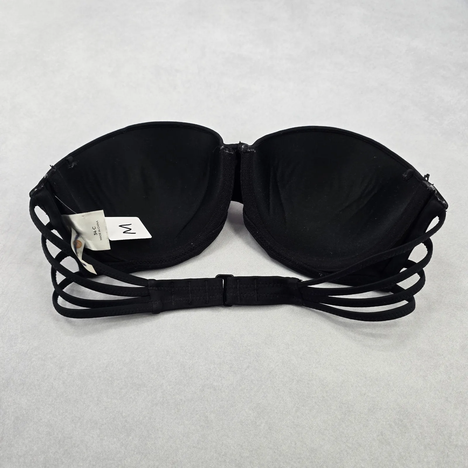 Shade & Shore Black Padded Strapless‎ Swim Sports Bra Beach Bikini Top 34C - Image 2