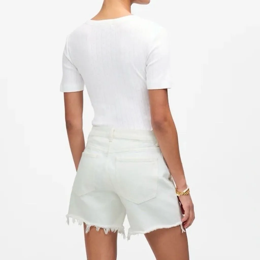 NWT Madewell Women's Brynn Long Short Denim White Size 30 Frayed Hem - Image 3