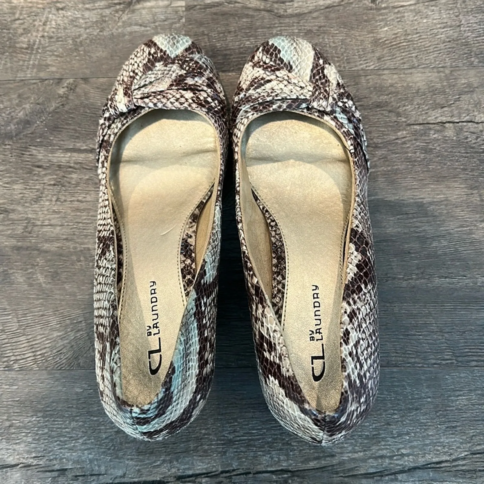 CL by Laundry 11 Faux Snakeskin Stacked Heel Pumps - Image 4