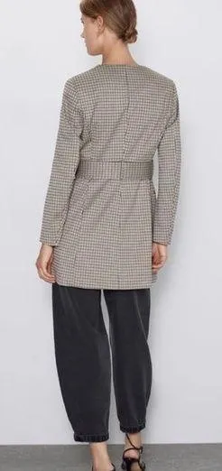 Belted Houndstooth Frock Blazer Coat Size S NWOT - Image 2