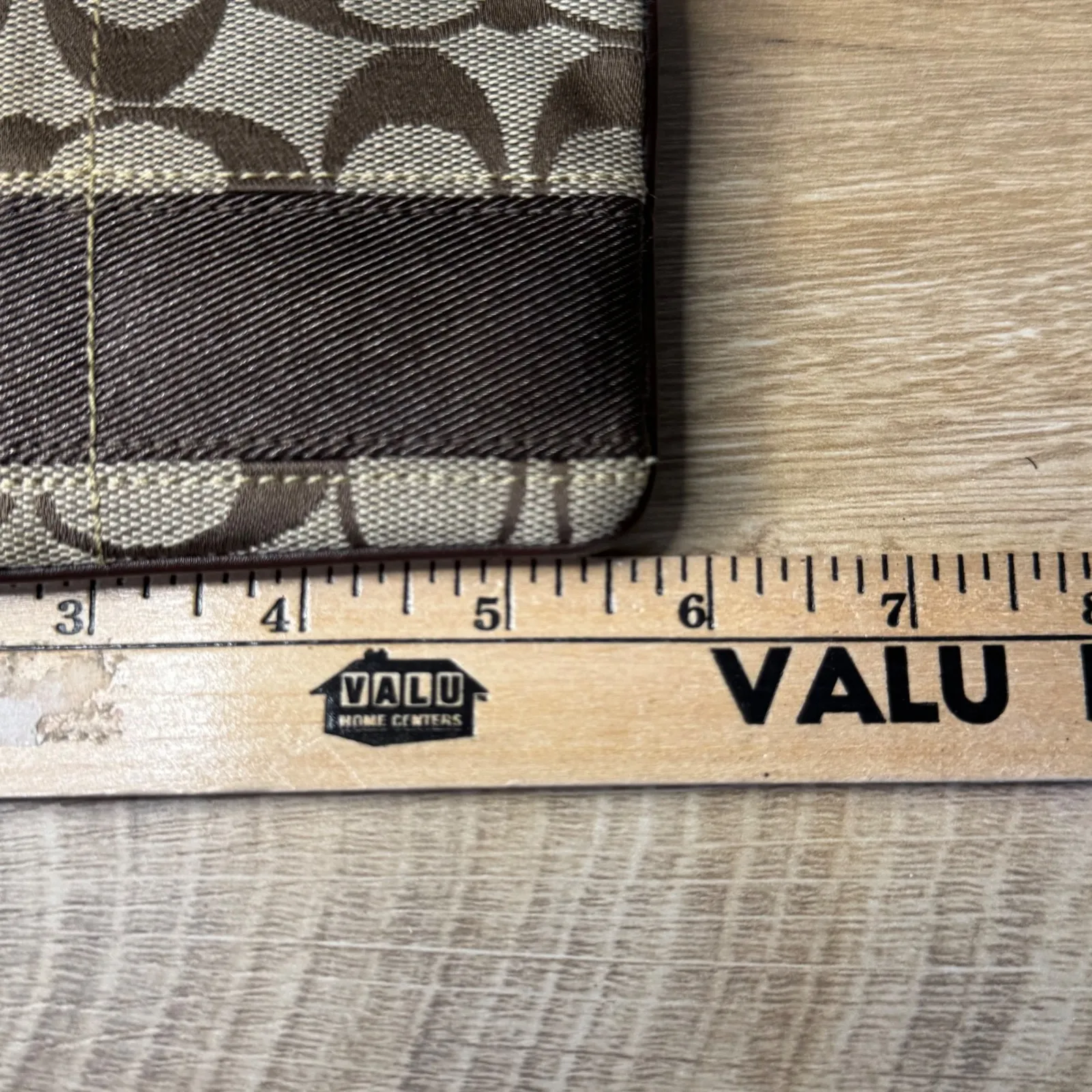 Coach Legacy Signature Leather Trim Wristlet Monogram Canvas Brown Gold Tone - Image 8