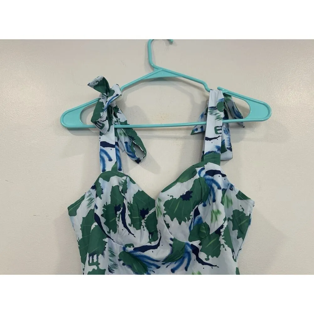 Cider Floral Multicolor Blue Green Dress Tie Strap Small S NEW - Image 3