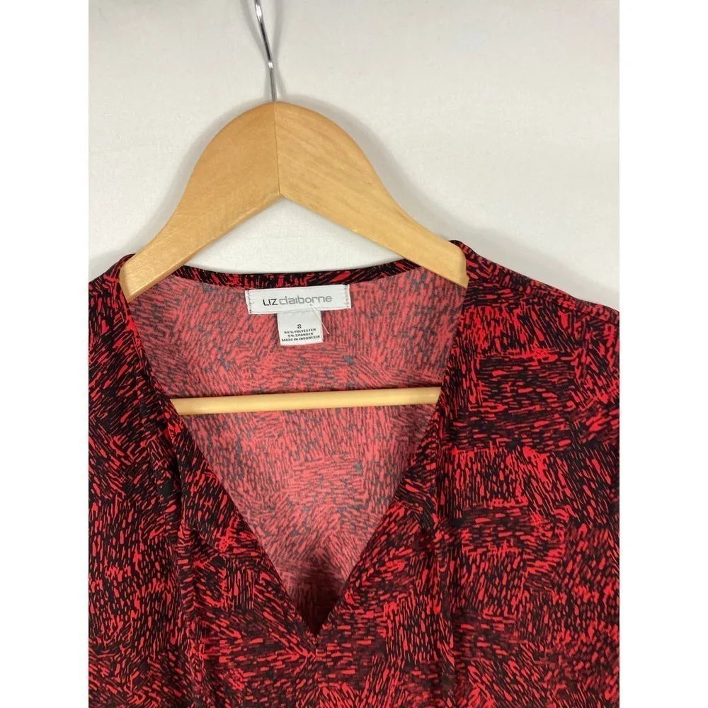Liz Claiborne V Neck Patterned Blouse Size Small - Image 3
