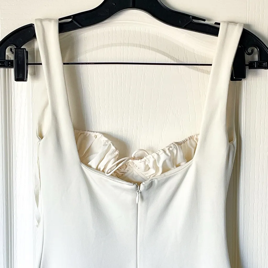 Helsa Yasmin Maxi Dress Minimalist Ruched Slip Baby Yellow Ivory XS EUC - Image 8