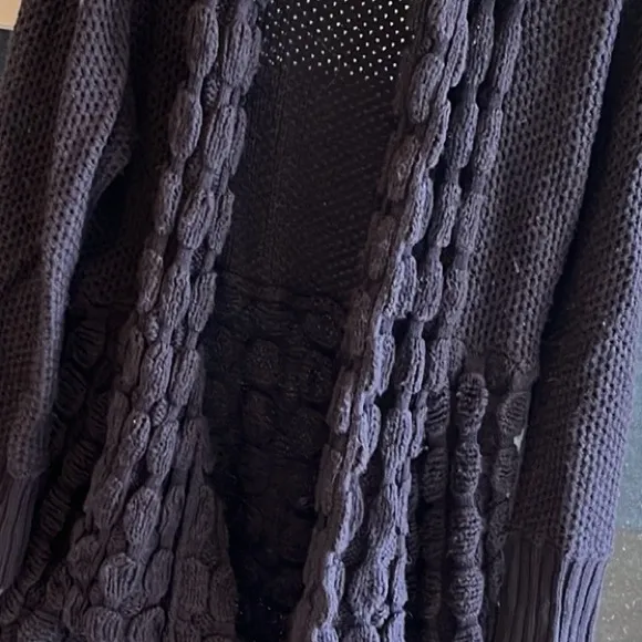 Chunky Knit Crochet Sweater Eggplant Deep Purple Cardigan Cozy Womens M Wool Size M - Image 11