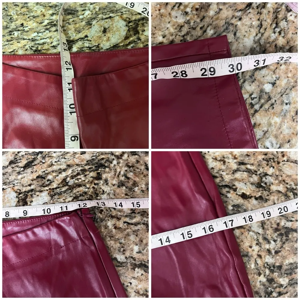 Sbetro Vegan Leather Pants Red S Slit Hem Rock Moto Biker Grunge Goth Edgy Prep - Image 9