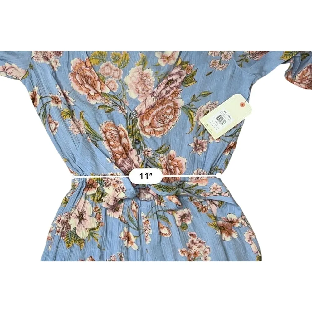 Billabong Sittin Pretty‎ Blue Floral Romantic Romper SMALL Boho Cottagecore NWT - Image 7