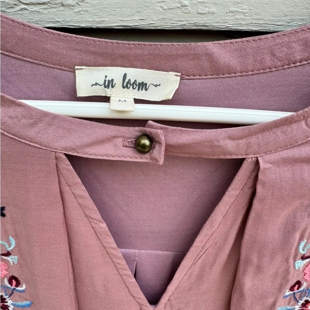 In Bloom Pink Relaxed Tunic with Embellished Mandarin Collar Size M - Image 3