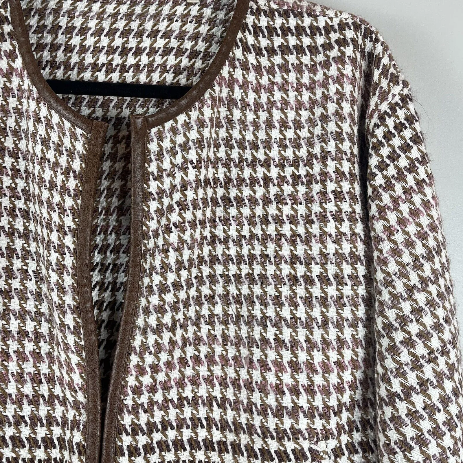 Soft Surroundings Jacket Small Petite Brown Houndstooth Woven Preppy Academia - Image 2