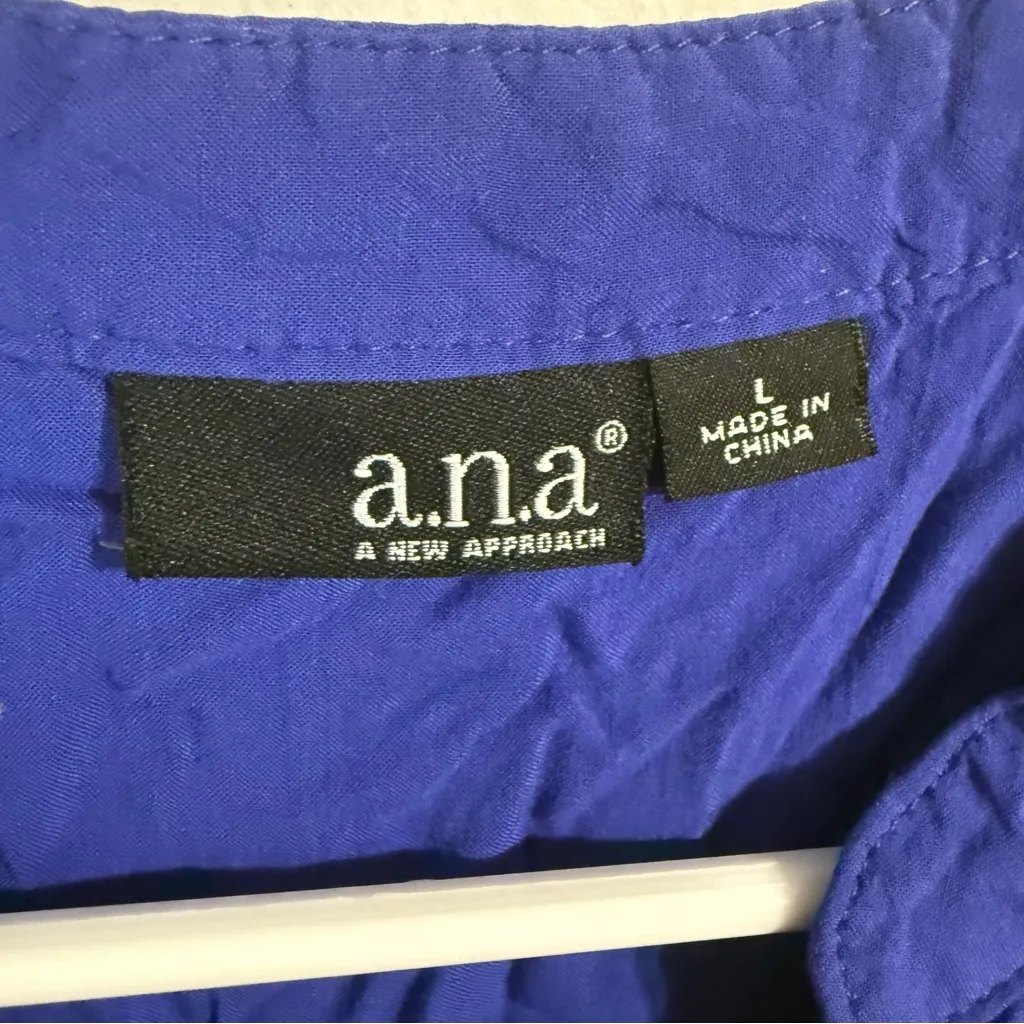 a.n.a Cobalt Blue Button-Down‎ Blouse - Image 3