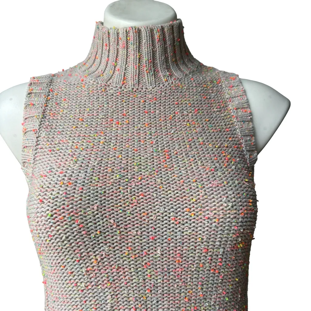 Anthropologie BREA Sleeveless Knit Sweater Vest Neon
Confetti Mock Neck Size S - Image 9