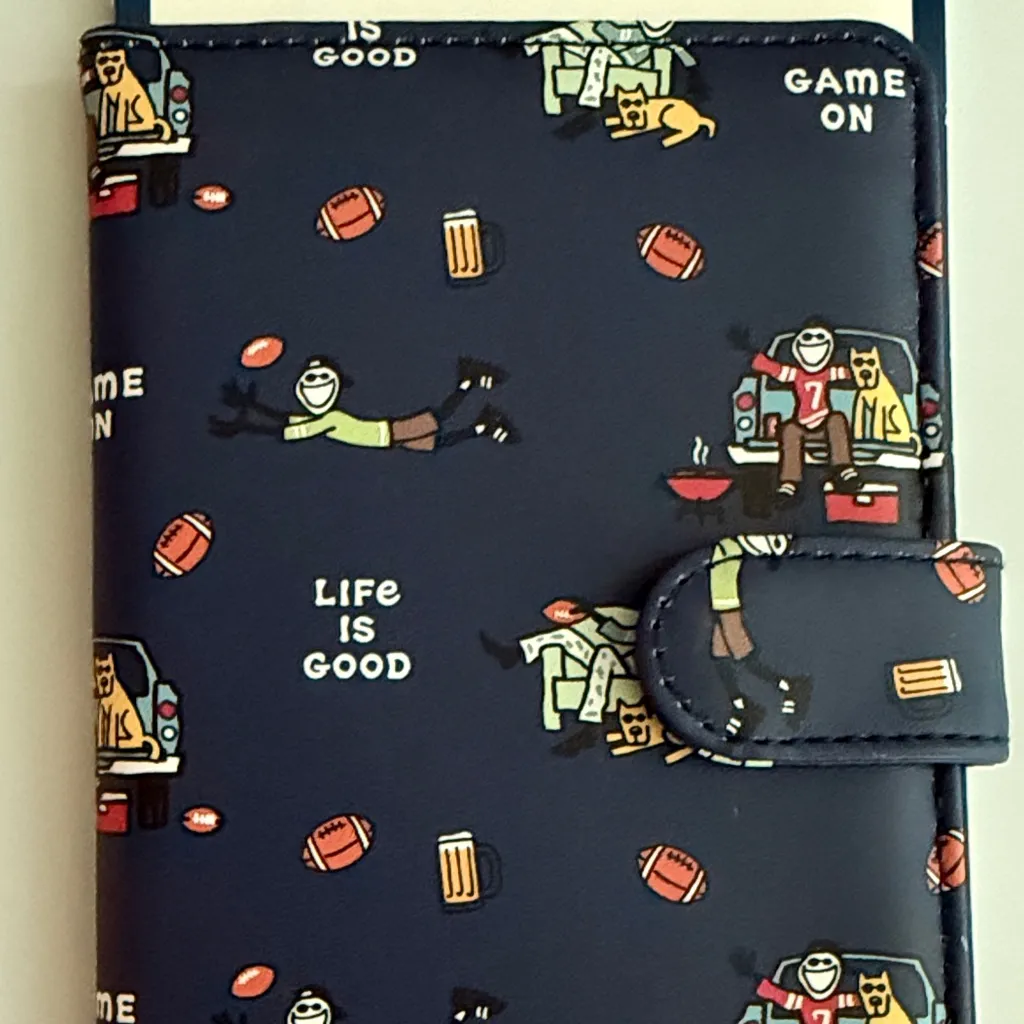 Life nwt Is Good Blue Passport Wallet with Colorful Graphics football dog beer - Image 2