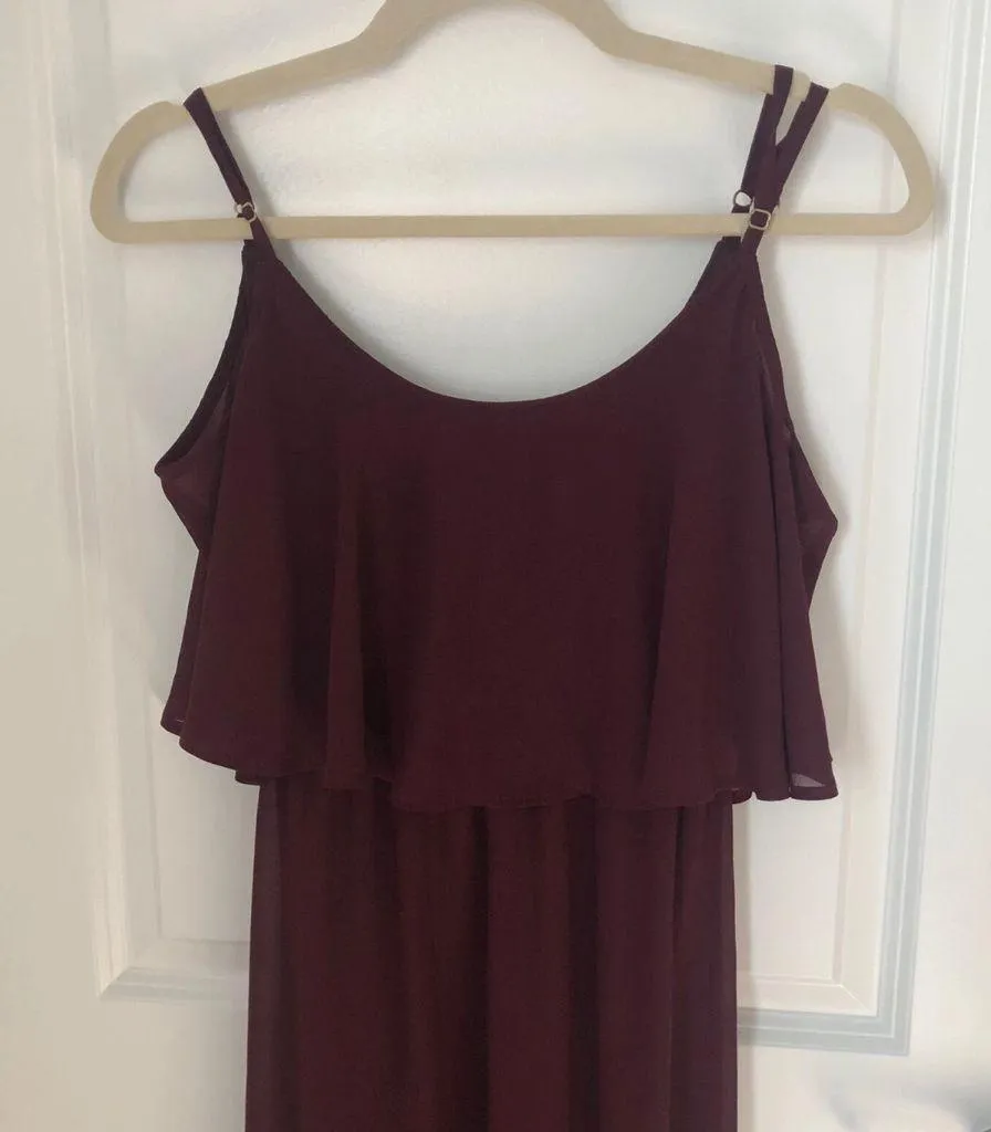 Show Me Your MuMu Caitlin ruffle maxi dress merlot xs - Image 3