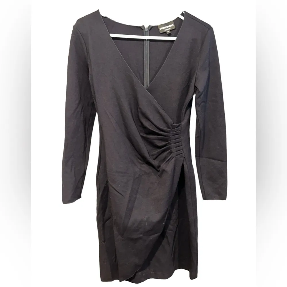 Emporio Armani
V-Neck Faux-Wrap Milano Jersey Dress Size 40 IT = 4 US. Navy - Image 3
