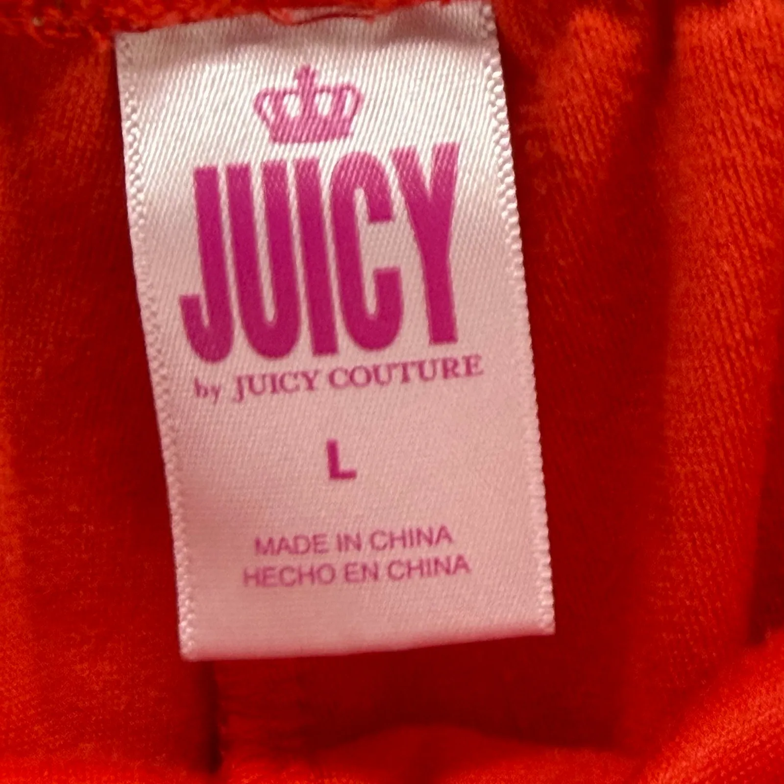 Juicy Couture Velvet Pajama Set Top & Pants Large Red Velour Embossed Logo Cozy - Image 14
