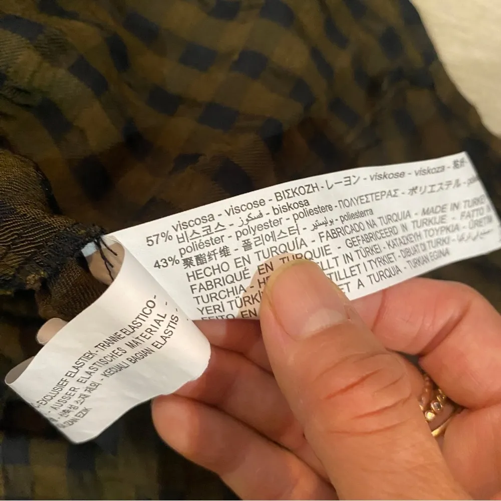 Zara textured checked draped midi dress in brown - Image 10