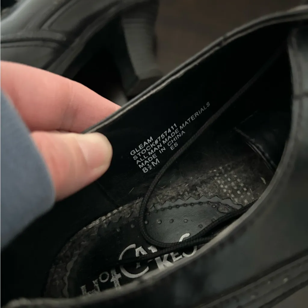 vintage Y2K 2000s retro Black faux leather lace-up oxfords with a heel 8.5 - Image 4